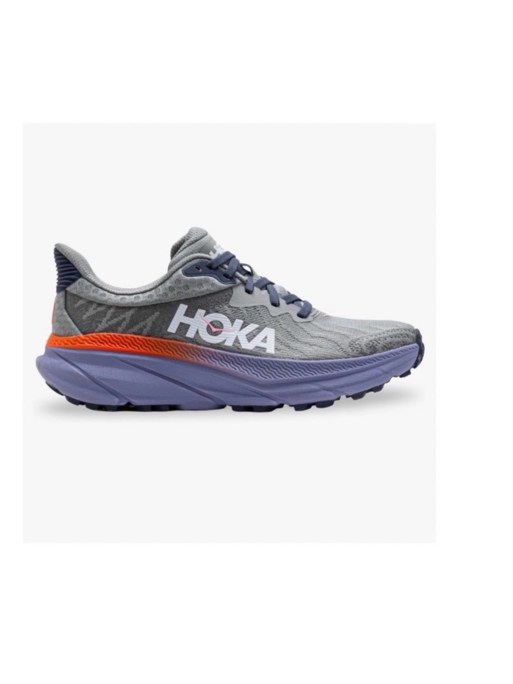 HOKA Women's Gray & Purple Running Shoes with Orange Accent
